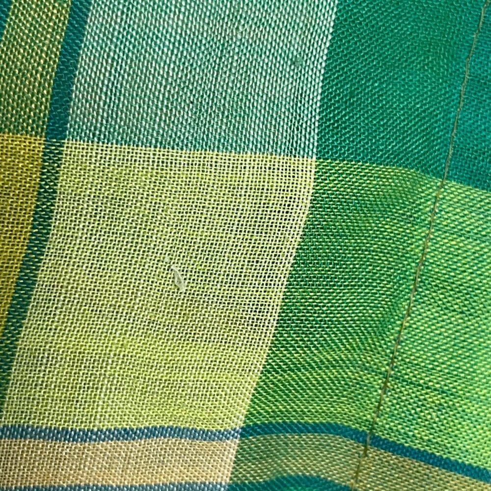 Vintage‎ Plaid Shirt DIY Crop Green Yellow FLAWS Lightweight Button-Up Crop Top - Picture 12 of 16